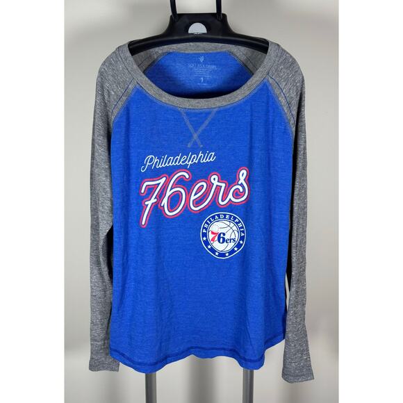Soft As a Grape Philadelphia 76ers Blue & Gray Long Sleeve Shirt Womens Size 1X - Picture 1 of 7